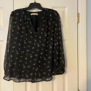 Ann Taylor LOFT Sheer floral printed blouse